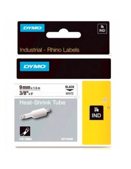 DYMO RHINO CINTA  ID1-9 NEGRO SOBRE BLANCO 9MMX1´5M TUBO TERMORRETRACTIL S0718280