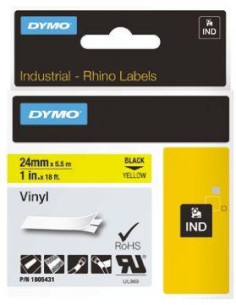 DYMO RHINO CINTA DE ETIQUETAS INDUSTRIAL ADHESIVA ID1-24 NEGRO SOBRE AMARILLO DE 24MMX5´5M VINILO