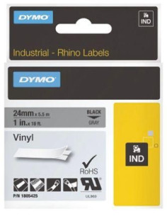 DYMO RHINO CINTA DE ETIQUETAS INDUSTRIAL ADHESIVA ID1-12 BLANCO SOBRE NEGRO DE 12MMX5´5M VINILO