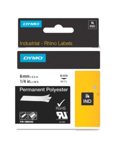 DYMO RHINO CINTA  ID1-6 NEGRO SOBRE BLANCO 6MMX5´5M POLIÉSTER