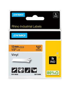 DYMO RHINO CINTA DE ETIQUETAS INDUSTRIAL ADHESIVA ID1-12 NEGRO SOBRE NARANJA DE 12MMX5´5M VINILO S0718490