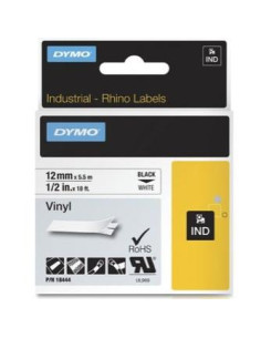 DYMO RHINO CINTA DE ETIQUETAS INDUSTRIAL ADHESIVA ID1-12 NEGRO SOBRE BLANCO DE 12MMX5´5M VINILO S0718600