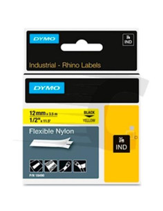 DYMO RHINO CINTA DE ETIQUETAS INDUSTRIAL ADHESIVA ID1-12 NEGRO SOBRE AMARILLO DE 12MMX3´5M NYLON FLEXIBLE S0718080