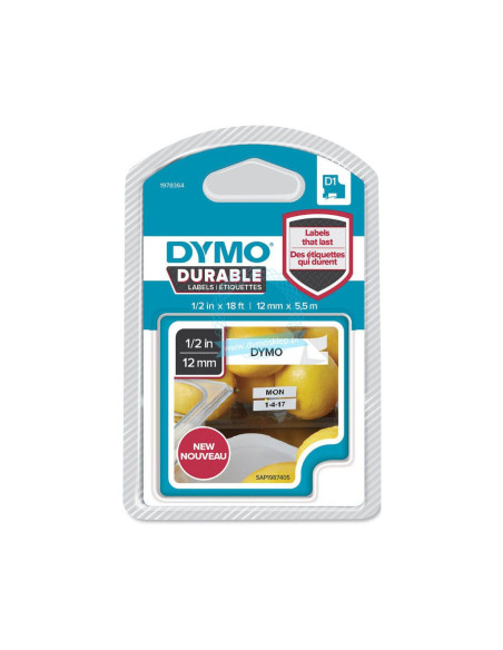 CINTA de ROTULAR DYMO TRADICIONAL 55m 12mm NEGROBLANCO 1978364