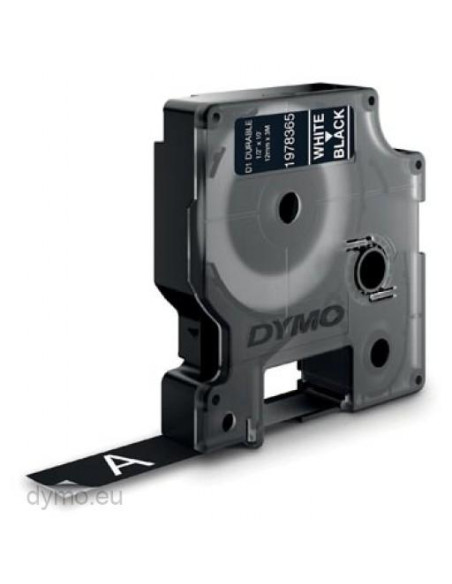 DYMO CINTA DE TRANSFERENCIA TERMICA D1 DURABLE ETIQUETA PERMANTE BLANCO SOBRE NEGRO DE 12MMX3M ROTULADORA LABELMANAGER