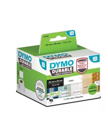 ETIQUETAS DYMO DURABLE LABEL WRITER INDUSTRIAL  25x25 mm ROLLO 1700 uds BLANCAS