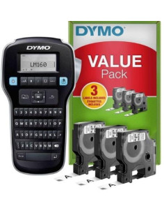 DYMO ETIQUETADORA - ROTULADORA ELECTRÓNICA LM160  3 CINTAS D1 DE 12MM NEGRO SOBRE BLANCO 45013 VALUE PACK