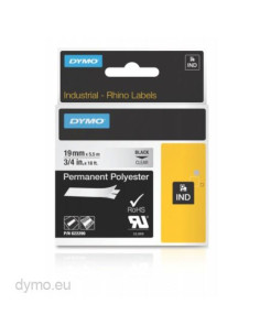 DYMO RHINO CINTA DE ETIQUETAS INDUSTRIAL ADHESIVA ID1-19 NEGRO SOBRE TRANSPARENTE DE 19MMX5´5 M POLIESTER