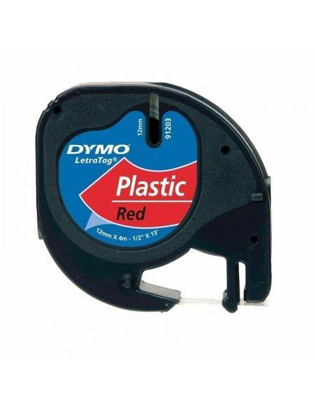 DYMO CINTA 91203 NEGRO SOBRE ROJO DE 12MMX4M DE PLÁSTICO ROTULADORA LETRATAG