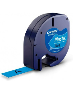 DYMO CINTA 91205 NEGRO SOBRE AZUL DE 12MMX4M DE PLÁSTICO ROTULADORA LETRATAG