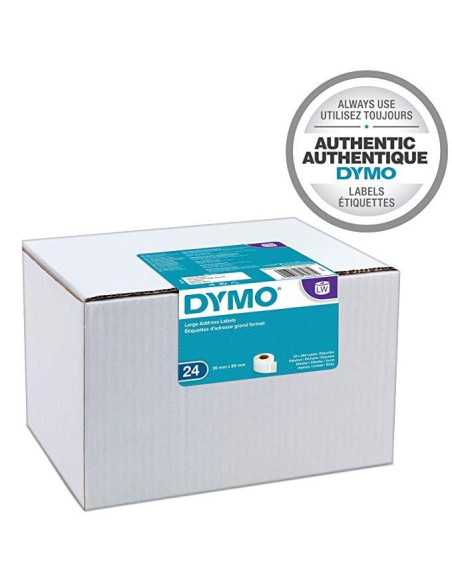 ETIQUETAS DYMO LABEL WRITER  36x89 mm ROLLO 260 udsPAPEL BLANCO DIRECCION 99012 VALUE PACK 24 ROLLOS