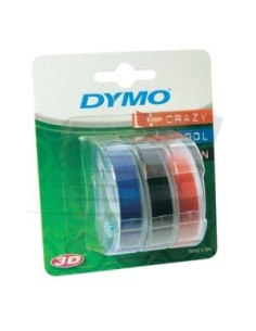 DYMO CINTA TRADICIONAL 84775 9MMX3M NEGRO AZUL ROJO BLISTER 3 UNIDADES