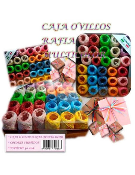 DM OVILLOS RAFIA CAJA 30 UD MULTICOLOR