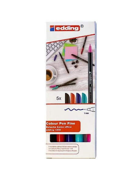 EDDING ROTULADOR 1200 HOME OFFICE PUNTA FINA CSURTIDOS ESTUCHE 5 UD
