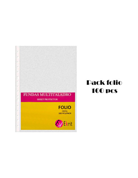 EKRIT FUNDAS MULTITALADRO 16 PP CRISTAL FOLIO 80 MICRAS - BOLSA 100U-