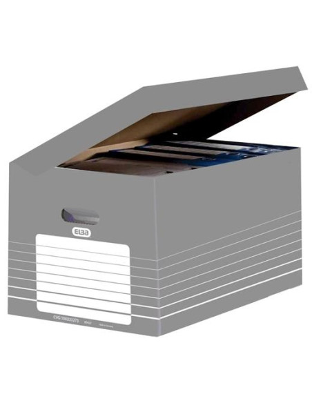 ELBA CAJA CONTENEDOR TAPA INTEGRADA AUTOMONTABLE 345X45CM GRIS