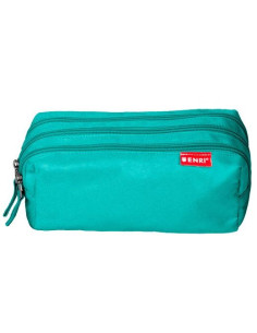 ENRI ESTUCHE 3 CREMALLERAS POLIÉSTER VERDE AZULADO