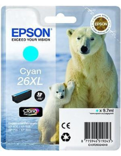 EPSON TINTA CIAN CLARIA PREMIUM XP 510 520 600 605 610 615 620 625 700 710 720 800 810 820 - 26XL ALTA CAPACIDAD