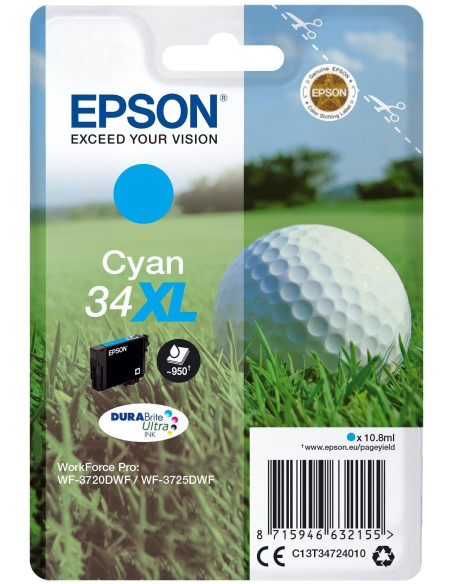 CARTUCHO INKJET EPSON T347240 N34XL WORKFORCE PRO WF-37203720DWF3725DWF CIAN 108ML