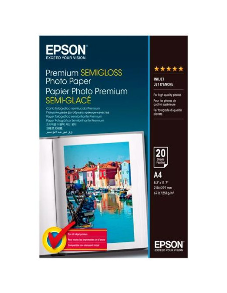 PAPEL INKJET EPSON FOTO A4 251g 20h SEMIGLOSSY