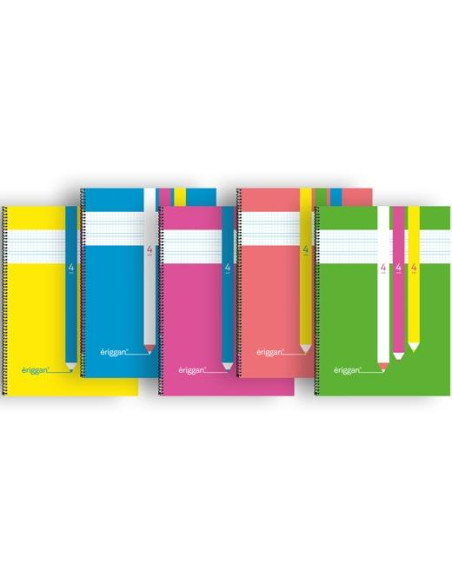 ERIGGAN CUADERNO ESPIRAL 80H FOLIO 90GR 4X4MM TAPA PP CSURTIDOS