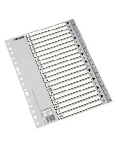 ESSELTE ABECEDARIO SEPARADOR MULTITALADRO POLIPROPILENO A4 GRIS CON CARÁTULA ÍNDICE CARTÓN BLANCO  NEGRO