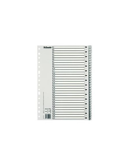 INDICE ESSELTE PP NUMERICO F pestañas 1-31 16 taladros GRIS con INDBN