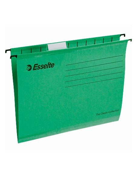 ESSELTE CARPETA COLGANTE CLASSIC 210GR LOMO V ACCESO SUPERIOR A4 VERDE