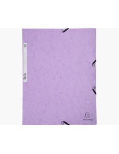 EXACOMPTA CARPETA AQUAREL CARTÓN LUSTRADO 400 GR TRES SOLAPAS GOMAS A4 MATE LILA -5U-