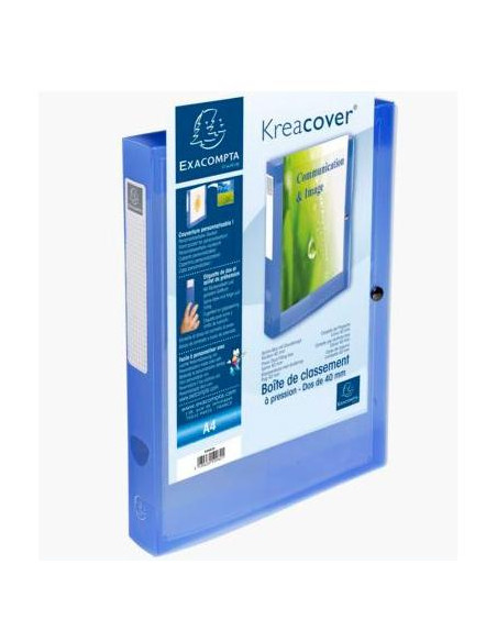 EXACOMPTA CARPETA DE PROYECTOS KREA COVER 40MM CIERRE CON CLIP A4 PP AZUL