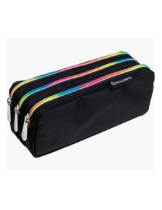 EXACOMPTA ESTUCHE RECTANGULAR 3 COMPARTIMENTOS RAIMBOW NEGRO