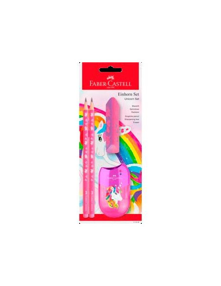 LAPIZ de GRAFITO FABER-CASTELL HB UNICORNIO ROSA blister de 2  GOMA  AFILA