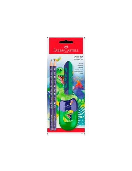 LAPIZ de GRAFITO FABER-CASTELL HB DINOSAURIO AZUL blister de 2  GOMA  AFILA
