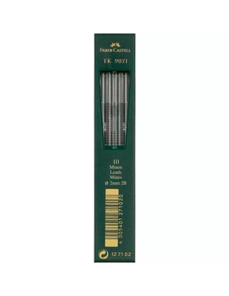 FABER CASTELL ESTUCHE DE 10 MINAS TK 9071 GRAFITO 20MM DUREZA 2B