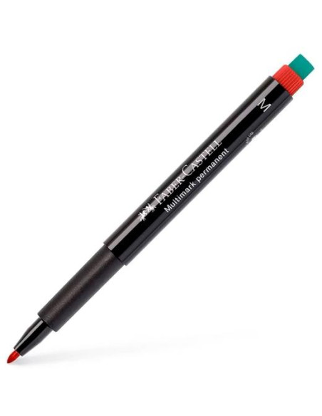 FABER CASTELL ROTULADOR PERMANENTE MULTIFUNCIONAL MULTIMARK M CON GOMA INTEGRADA ROJO