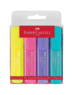 FABER CASTELL MARCADOR SUPERFLUORESCENTE TEXTLINER 46 CSURTIDOS PASTEL BLÍSTER 4 UD