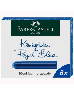 FABER CASTELL CARTUCHO TINTA BORRABLE AZUL ESTUCHE 6 UD