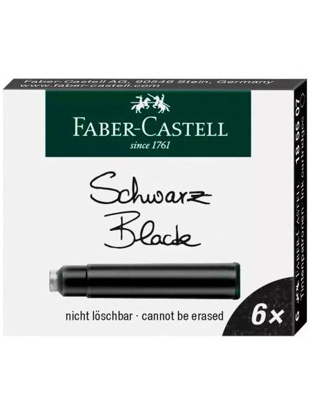 FABER CASTELL ESTUCHE 6 CARTUCHOS DE TINTA ESTÁNDAR NEGRO