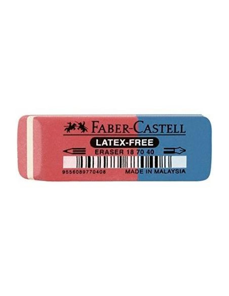 FABER CASTELL GOMA DE BORRAR BISELADA MIXTA PARA GRAFITO Y TINTA AZULROJO