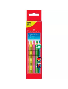 FABER CASTELL LÁPICES DE COLORES JUMBO GRIP CSURTIDOS NEÓN ESTUCHE 5 UD