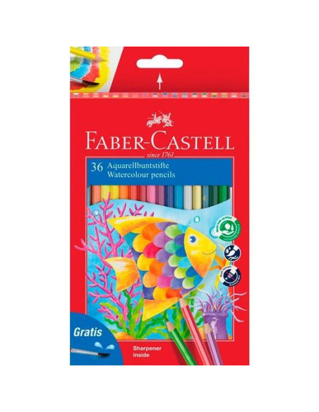 FABER CASTELL LÁPICES DE COLORES ACUARELABLES CLASSIC  PINCEL ESTUCHE DE 36 CSURTIDOS