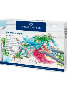 FABER CASTELL LÁPICES DE GRAFITO ACUARELABLES GOLDFABER AQUA SET 12  PINCEL  ACCESORIOS