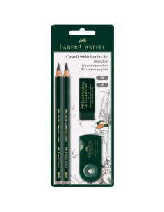 FABER CASTELL SET DE DIBUJO JUMBO 9000 NEGRO -BLISTER 4 PIEZAS-