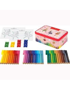 FABER CASTELL 33 ROTULADORES CONNECTOR BAILARINA  ACCESORIOS CSURTIDOS CAJA REGALO METÁLICA 45 PIEZAS