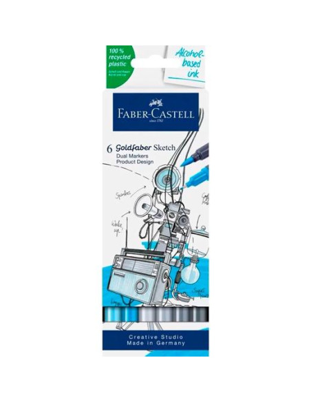 FABER CASTELL ROTULADORES DE BOCETOS GOLDFABER DOBLE PUNTA FINAPINCEL CSURTIDOS SET DISEÑO 6 UD