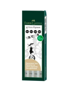 FABER CASTELL ROTULADORES CALIBRADOS ECCO PIGMENT 02-04-06-08 MM ESTUCHE DE 4 NEGRO