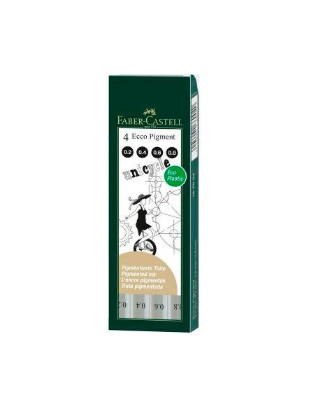 FABER CASTELL ROTULADORES CALIBRADOS ECCO PIGMENT 02-04-06-08 MM ESTUCHE DE 4 NEGRO