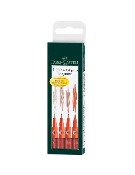 ROTULADOR FIBRA FABER-CASTELL PITT ARTIST PENS SANGUINA ESTUCHE DE 4 S F M B