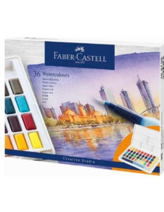 FABER CASTELL ACUARELAS EN PASTILLAS CREATIVE STUDIO COLORES SURTIDOS ESTUCHE 36 UD