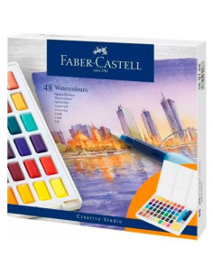 FABER CASTELL ACUARELAS EN PASTILLAS CREATIVE STUDIO COLORES SURTIDOS ESTUCHE 48 UD